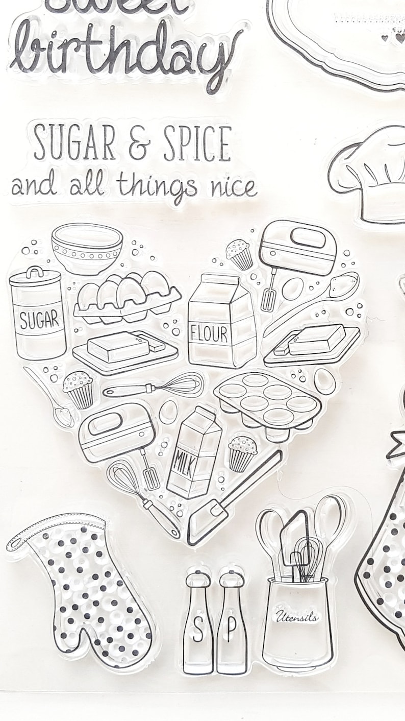 Bullet Journal stamps Food Large sheet Lovely Baking Clear stamps Sweet planner stamp Sugar /& Spice Heart stamps for Card making
