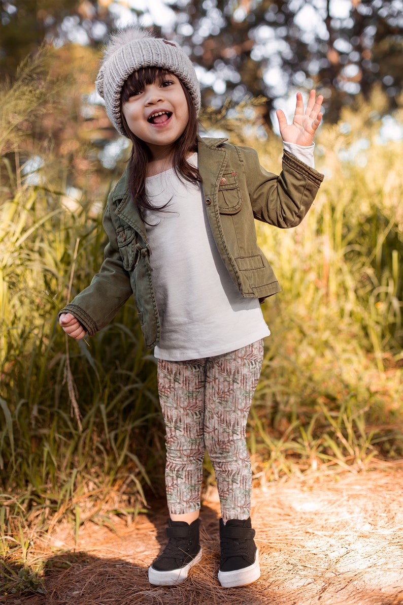 Earth tones Forest pattern Leafs pattern Stretchy leggings Earth Colors Forest Vibes Comfy pants Forest Kid/'s Leggings