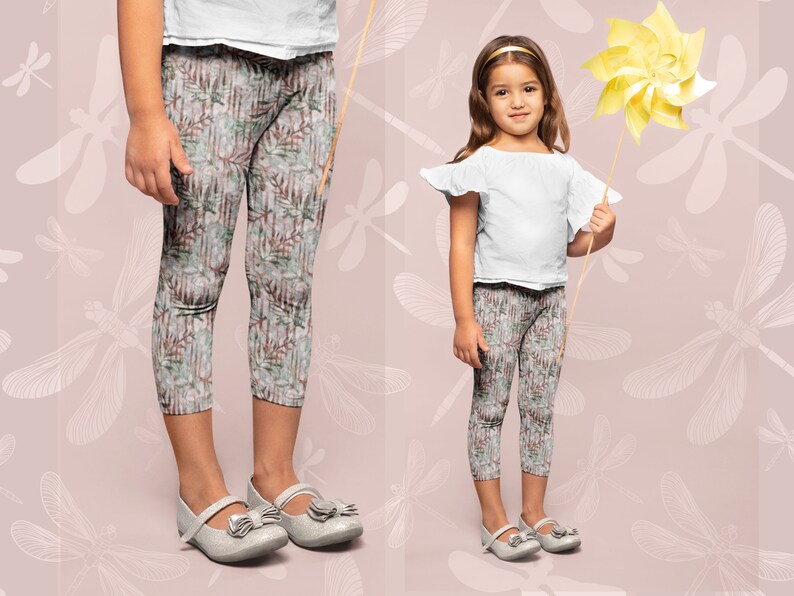 Earth tones Forest pattern Leafs pattern Stretchy leggings Earth Colors Forest Vibes Comfy pants Forest Kid/'s Leggings
