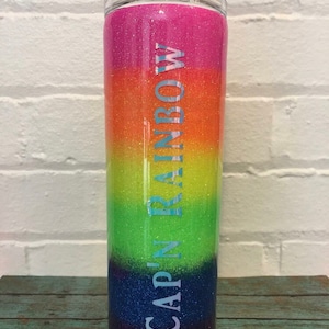 Rainbow Glitter Tumbler with Name