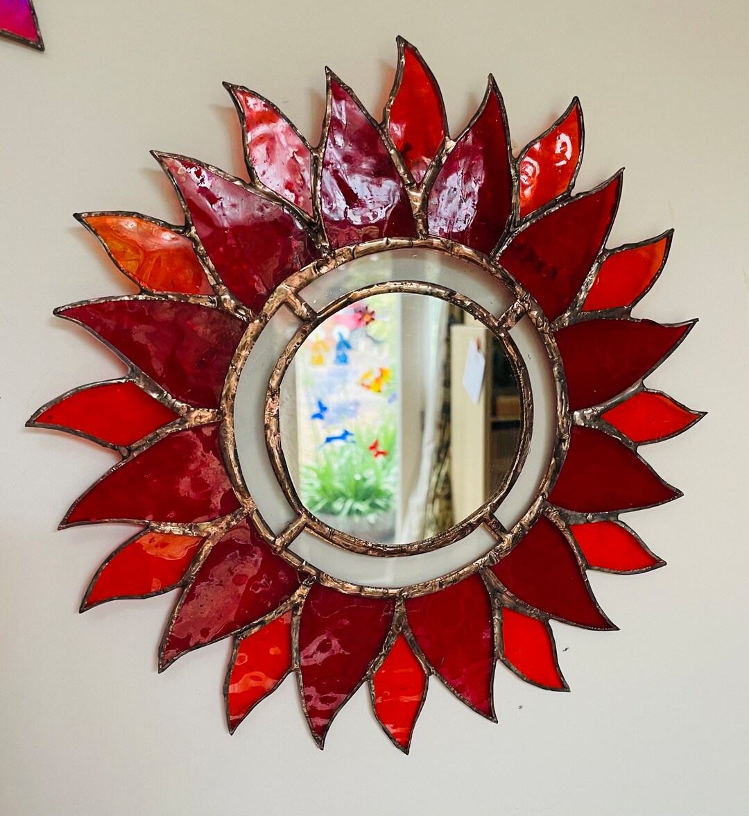 Stained Glass Sunburst Mirrors 22cm Etsy UK