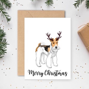 Carte de Noël Fox terrier métallique, Cartes de Noël pour chiens, Cartes de Noël pour chiens, Cartes Animal de compagnie, Cartes chien, Carte de Noël Fox terrier métallique
