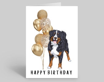 carte d'anniversaire de chien | Cartes d'anniversaire personnalisées | cartes postales pour les amoureux des chiens | Cartes pour animaux de compagnie | Cartes d'anniversaire originales | Bouvier bernois