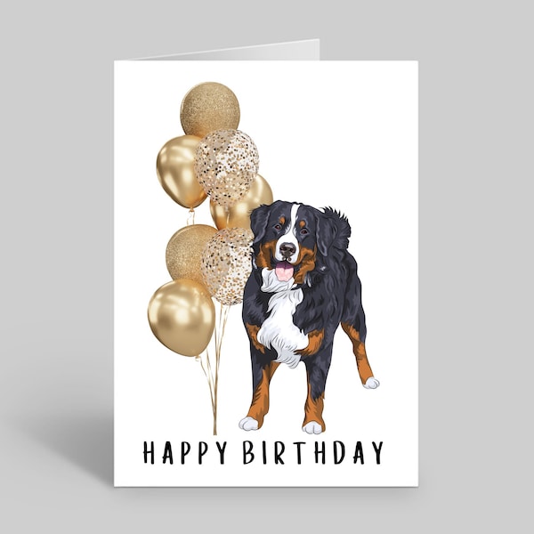 Dog Birthday Card | Custom Made Birthday Cards | Cards For Dog Lovers | Cards For Pets | Quirky Birthday Cards | Bernese Mountain Dog