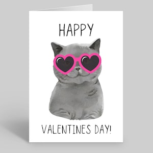 Cartes de Saint-Valentin British Shorthair, carte de Saint-Valentin chat, cartes British Shorthair, cartes de Saint-Valentin animal de compagnie, cartes British Shorthair bleu