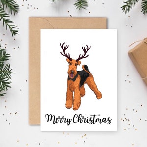 Carte de Noël pour chien, Carte de l'Airedale Terrier, Cartes de Noël pour chiens, Cartes de Noël pour chiens, Cartes de Noël pour chien, Carte de Noël Airedale Terrier, Chiens de l'Airedale Terrier