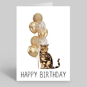 Tabby Cat Birthday Card, Pet Birthday Card, Cat Birthday Card, Tabby Birthday Gifts, Pet Prints, Cards For Pets, Tabby Birthday Cards