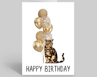 Tabby Cat Birthday Card, Pet Greeting Cards
