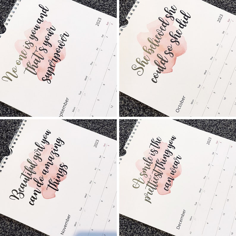 2023 Positive Quotes Calendar Girls Calendar Girls Christmas Etsy Finland