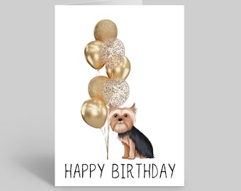 Yorkshire Terrier Birthday Card, Pet Greeting Cards