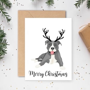 Blue Staffordshire Terrier Christmas Card, Dog Christmas Cards, Christmas Cards For Dogs, Pet Cards, Dog Cards, Christmas Card Blue Staffie