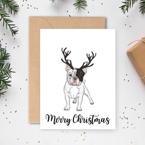 Cartes de Noël chien, Cartes de Noël sur mesure, Cartes pour les amoureux des chiens, Cartes pour animaux de compagnie, Cartes de Noël mignonnes, Cartes de Noël originales, Cartes Bouledogue français