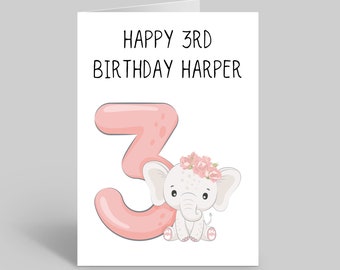 Carte d’anniversaire personnalisée pour tout-petits, Carte d’anniversaire pour tout-petits, Carte 3e anniversaire, 3e anniversaire filles, Deuxième anniversaire, Carte personnalisée