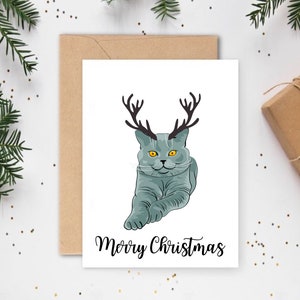 Cartes de Noël British Shorthair, Cartes de Noël chat, Cartes pour les amoureux des chats, Cartes pour les animaux de compagnie, Cartes de Noël pour animal de compagnie, Cartes British Blue Shorthair