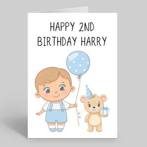 Personalised Toddler Birthday Card, Toddler Birthday Card, 2nd Birthday Card, Boys 2nd  Birthday, Second Birthday, Personalised Card