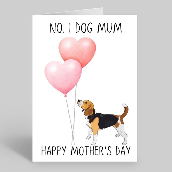 Beagle Mothers Day Card, Beagle Mothers Day Gift, Dog Mum Cards, Pet Cards, Beagle Cards, Beagle Gifts, Beagle Owners, Furbaby Cards