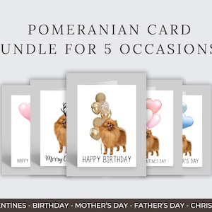 Pomeranian Dog Card Bundle, Greeting Cards For Dog Lovers, Pomeranian Cards For Birthdays, Valentines, Christmas, Mothers Day & Fathers Day