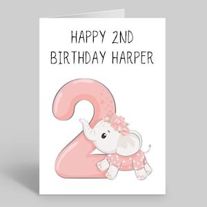 Personalised Toddler Birthday Card, Toddler Birthday Card, 2nd Birthday Card, Girls 2nd  Birthday, Second Birthday, Personalised Card