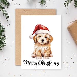 Cartes de Noël pour chiot, Cartes de Noël pour chiens, Cartes de Noël pour animaux de compagnie, Cartes de Noël pour chiens, Cartes Chiot, Cartes Chien, Cartes Animal De Compagnie, Cartes Bonnet de Père Noël