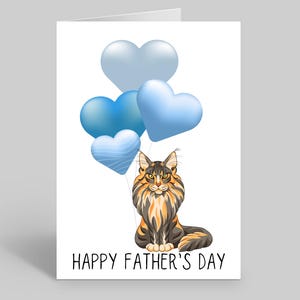 Cat Dad Fathers Day Card, Cat Fathers Day Gifts, Cat Cards, Maine Coon Fathers Day Card, Pet Cards, Pet Fathers Day Card, Maine Coon Cat