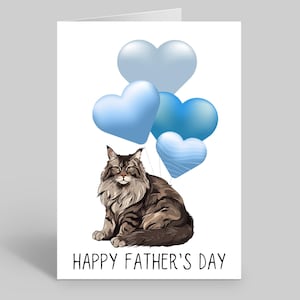 Cat Dad Fathers Day Card, Cat Fathers Day Gifts, Cat Cards, Maine Coon Fathers Day Card, Pet Cards, Pet Fathers Day Card, Maine Coon Cat