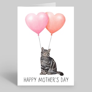 Silver Tabby Mothers Day Card, Tabby Cat Mothers Day Gift, Cat Owner Card, Pet Card, Tabby Cat Cards, Furbaby Card, Cat Mum Cards