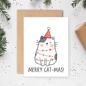 Carte de Noël Joyeux Catmas, Carte de Noël drôle de chat, Carte de Noël de chat, Carte de Noël de chat mignon, Carte de chat, Carte de Noël drôle, Propriétaires de chat