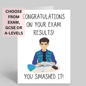 Carte de félicitations d'examen, carte de résultats GCSE, carte de félicitations A-Levels, carte de résultats d'examen, carte de félicitations GCSE, célébration des examens