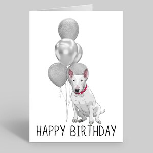 carte d'anniversaire de chien | Cartes d'anniversaire personnalisées | cartes postales pour les amoureux des chiens | Cartes pour animaux de compagnie | Cartes d'anniversaire originales | Bull terrier anglais