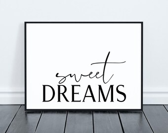 Sweet Dreams Bedroom Landscape Print, Bedroom Wall Art Prints, Bedroom Wall Decor Prints, Bedroom Wall Accessories, Bedroom Quote Prints
