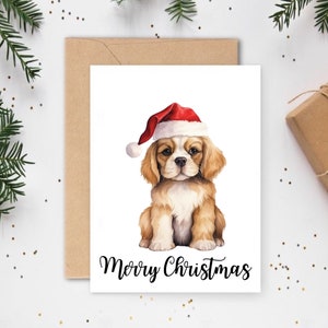 Carte de Noël pour chiots, cartes de Noël pour chiens, cartes de Noël pour animaux de compagnie, cartes de Noël pour chiens, cartes pour chiots, cartes pour chiens, cartes pour animaux de compagnie, cartes de chapeau de Père Noël