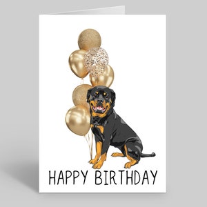 carte d'anniversaire de chien | Cartes d'anniversaire personnalisées | cartes postales pour les amoureux des chiens | Cartes pour animaux de compagnie | Cartes d'anniversaire originales | Rottweiler