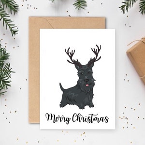 Carte de Noël pour chien, cartes de Noël sur mesure, cartes pour les amoureux des chiens, cartes pour animaux de compagnie, cartes de Noël mignonnes, cartes de Noël originales, cartes Terrier écossais