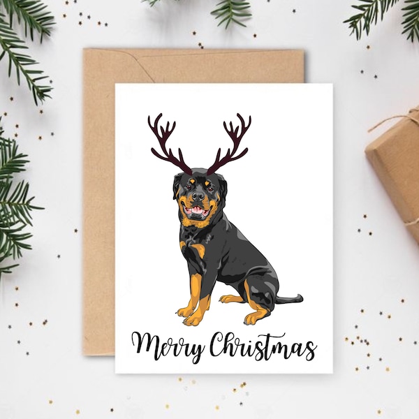 Dog Xmas Card | Custom Made Xmas Cards | Cards For Dog Lovers | Cards For Pets |Cute Xmas Cards | Quirky Xmas Cards | Rottweiler Cards