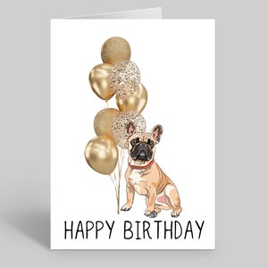 carte d'anniversaire de chien | Cartes d'anniversaire personnalisées | cartes postales pour les amoureux des chiens | Cartes pour animaux de compagnie | Cartes d'anniversaire originales | Français | Bouledogue français