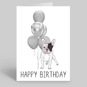 carte d'anniversaire de chien | Cartes d'anniversaire personnalisées | cartes postales pour les amoureux des chiens | Cartes pour animaux de compagnie | Cartes d'anniversaire originales | Bouledogue français