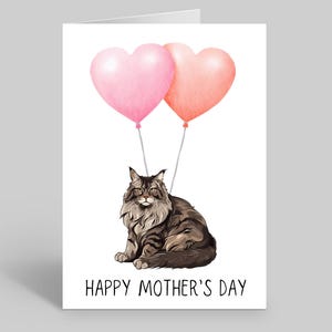 Maine Coon Mothers Day Card, Maine Coon Mothers Day Gift, Maine Coon Owner Card, Pet Card, Cards For Maine Coon Cats, Furbaby Card, Cat Mum