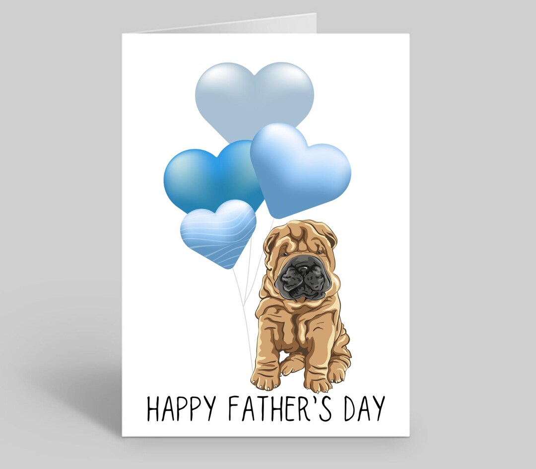 Dog Dad Fathers Day Cards, Dog Fathers Day Gifts, Dog Cards, Shar Pei ...