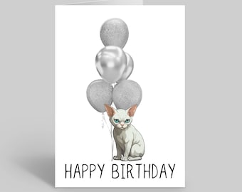 Sphynx Kitten Birthday Card, Pet Greeting Cards