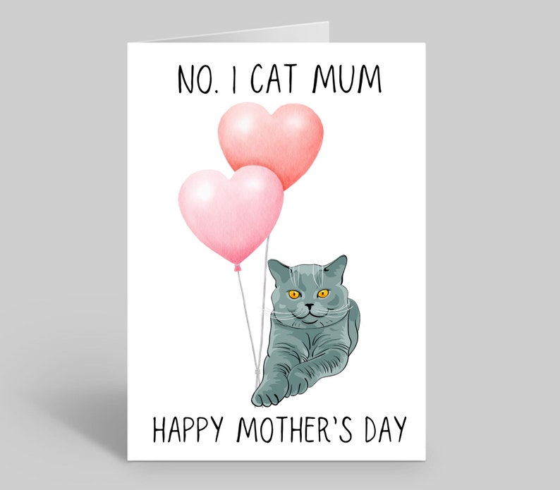 Carte fête des mères British Shorthair, cadeau fête des mères chat, carte fête des mères pour propriétaire de chat, cartes animal de compagnie, cadeaux cartes British Shorthair, carte Furbaby image 1