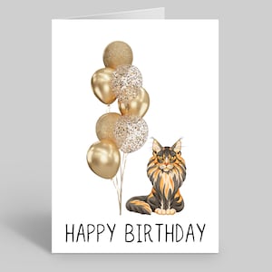 Maine Coon Birthday Card, Pet Birthday Card, Cat Birthday Card, Maine Coon Birthday Gifts, Pet Prints, Cards For Pets, Maine Coon Cards