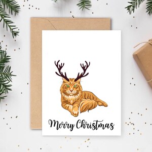 Carte de Noël chat Maine coon, Cartes de Noël chat, Cartes pour les amoureux des chats, Cartes pour animaux de compagnie, Cartes de Noël Animal de compagnie, Noël chat américain à poils longs