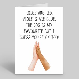 Funny Dog Valentines Day Card, Funny Dog Greeting Card, Roses Are Red Cards, Valentines Humour, Dog Lover Cards, Funny Pet Valentines Cards