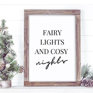 Guirlandes lumineuses et nuits douillettes | Décorations de Noël | Art mural de Noël | Tentures murales de Noël | Citations de Noël | Décoration murale d'hiver
