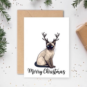 Carte De Noël Chat Siamois, Cartes De Noël Chat, Cartes Pour Les Amateurs De Chats, Cartes Pour Les Animaux De Compagnie, Cartes De Noël Pour Animaux De Compagnie, Cadeaux De Noël Chat, Cartes Chat