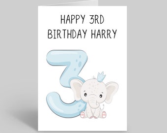 Personalised Toddler Birthday Card, Toddler Birthday Card, 3rd Birthday Card, Boys 3rd Birthday, Second Birthday, Personalised Card
