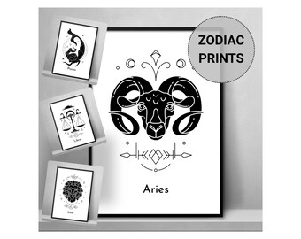 Zodiac Wall Art Prints, Astrology Prints, Horoscope Sign Prints, Celestial Home Decor, Zodiac Prints, Spiritual Prints, Star Sign Prints