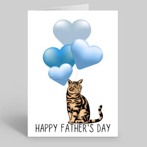 Carte fête des pères papa chat, cadeaux fête des pères chat, cartes chat, carte fête des pères chat tigré, cartes animal de compagnie, carte fête des pères animal de compagnie, chat tigré brun
