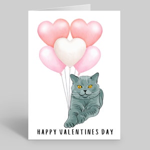 Cartes de Saint-Valentin British Shorthair bleu, cartes de Saint-Valentin British Shorthair, cartes de Saint-Valentin chat, cartes de chat bleu britannique