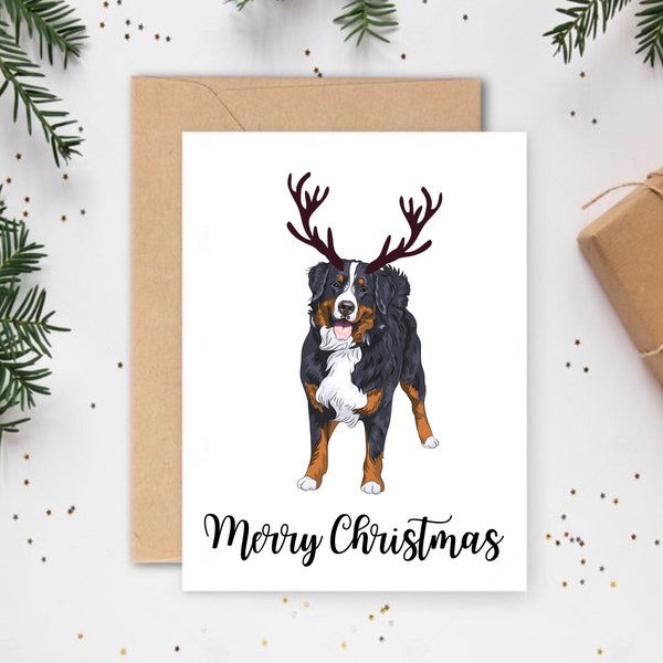 Bernese Mountain Dog Christmas Card, Bernese Cards, Bernese Christmas, Dog Christmas Cards, Pet Christmas Cards, Bernese Mountain Dog Cards